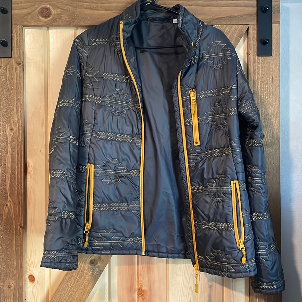 Grey and yellow atztec print jacket